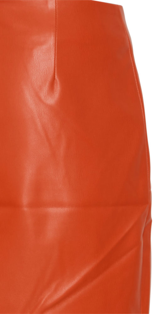 Ichi Faux Leather Skirt, rust