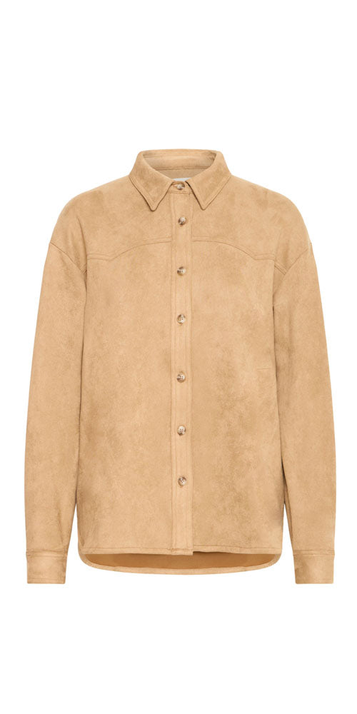 Ichi Faux Suede Fringe Shacket