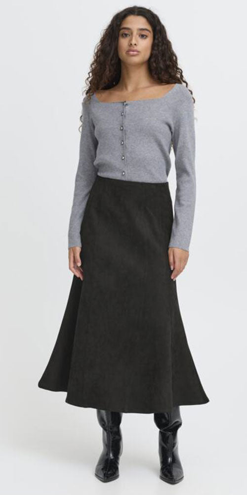Ichi Faux Suede Tulip Skirt