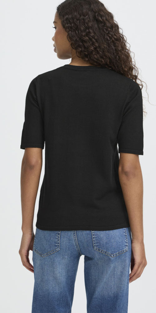 Ichi Fine Knit Sweater Tee, black