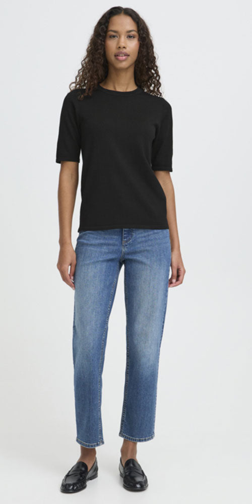 Ichi Fine Knit Sweater Tee, black