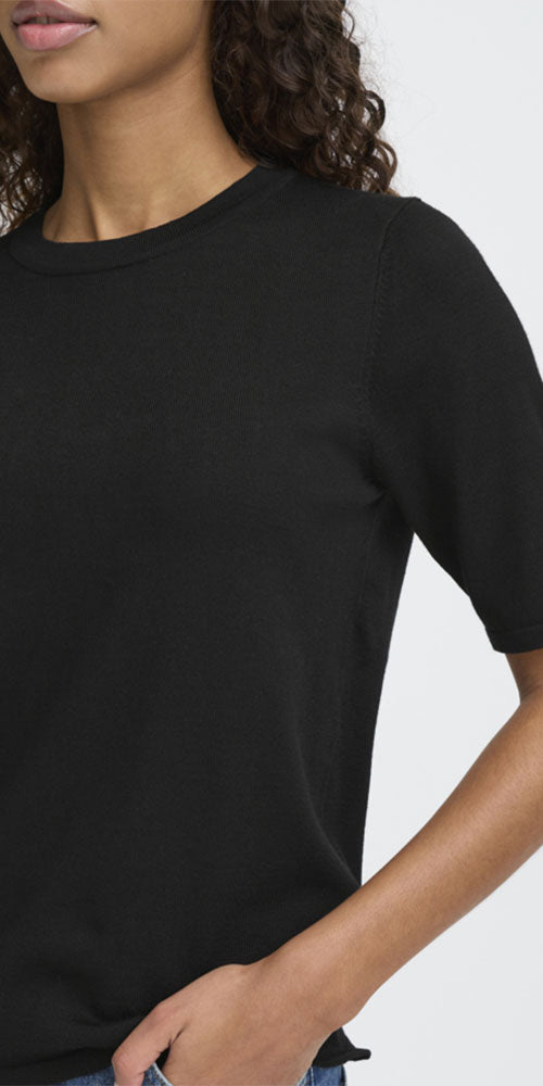 Ichi Fine Knit Sweater Tee, black