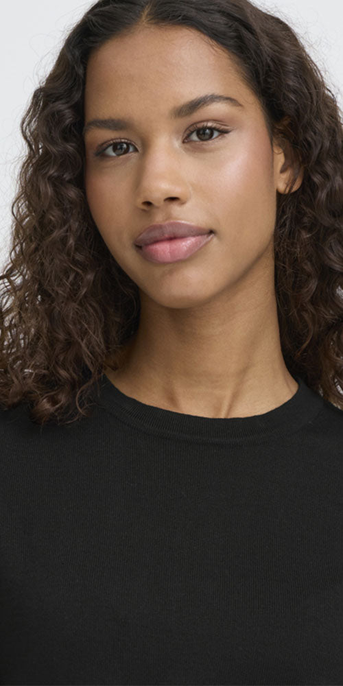 Ichi Fine Knit Sweater Tee, black