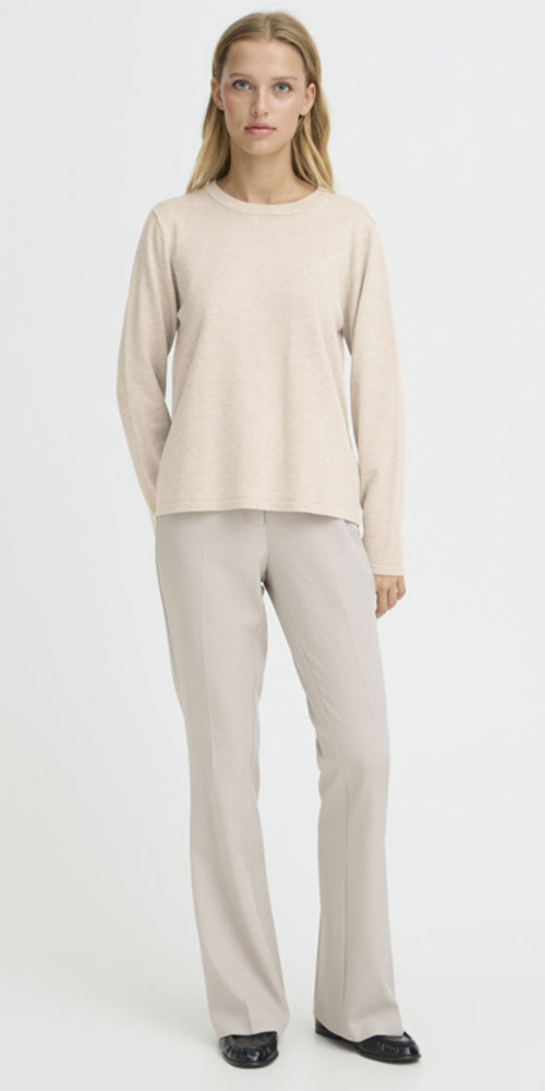 Ichi Fine Knit Long Sleeve Top, oatmeal