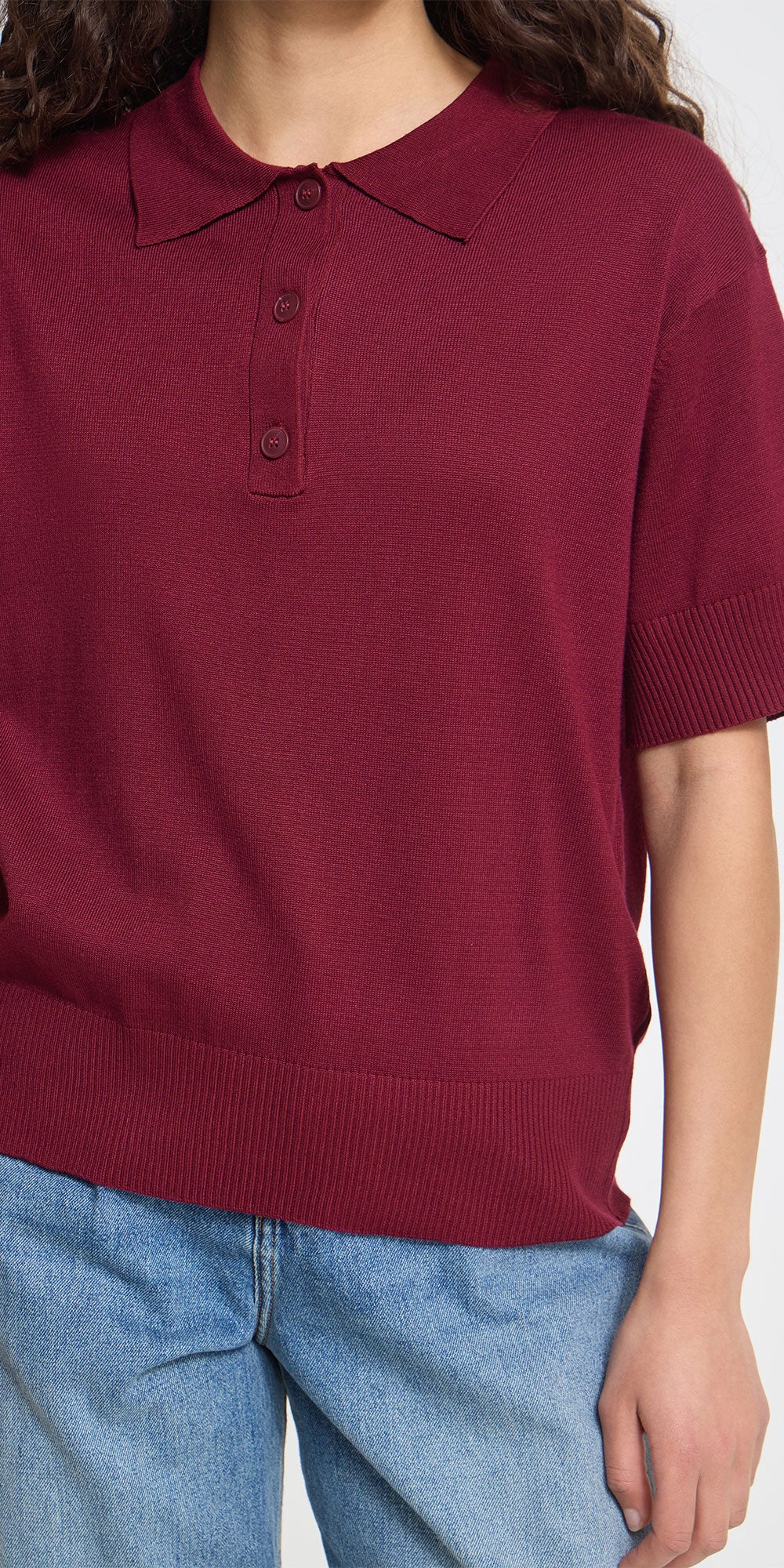 Ichi Fine Knit Polo, magenta