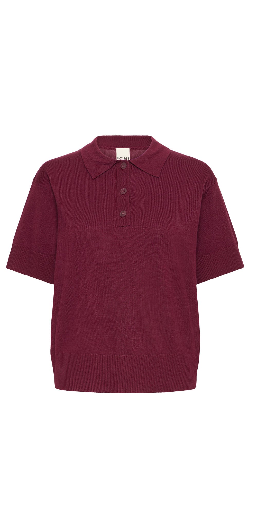 Ichi Fine Knit Polo, magenta