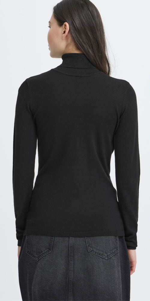 Ichi Fine Knit Turtleneck Sweater, black