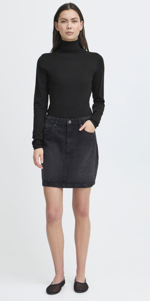 Ichi Fine Knit Turtleneck Sweater, black