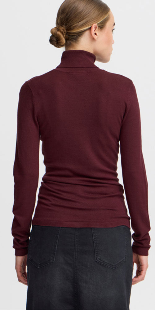 Ichi Fine Knit Turtleneck, wine