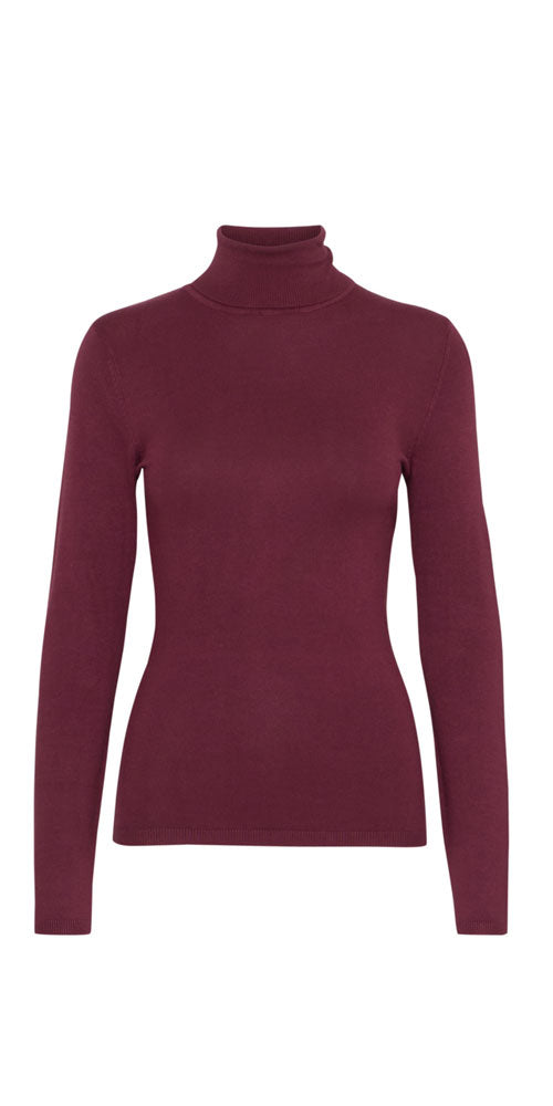 Ichi Fine Knit Turtleneck, wine