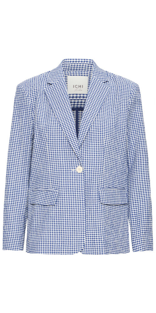 Ichi Gingham Seersucker Blazer