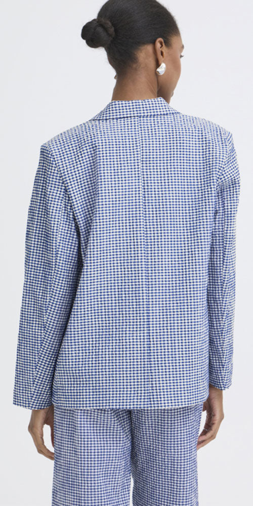Ichi Gingham Seersucker Blazer