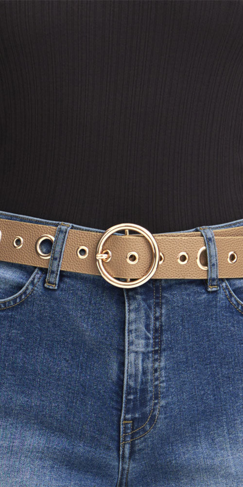 Ichi Grommet Belt, tan