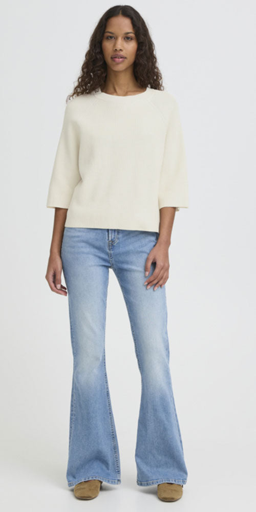 Ichi Half Sleeve Sweater, birch