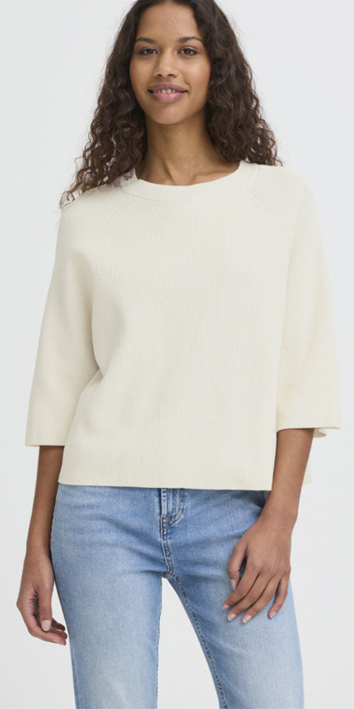 Ichi Half Sleeve Sweater, birch