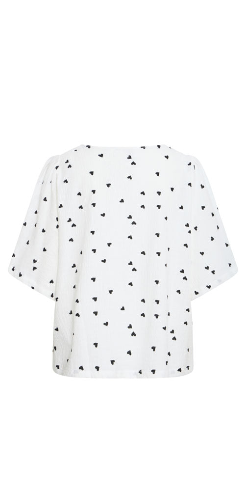 Ichi Cotton Flutter Blouse, hearts