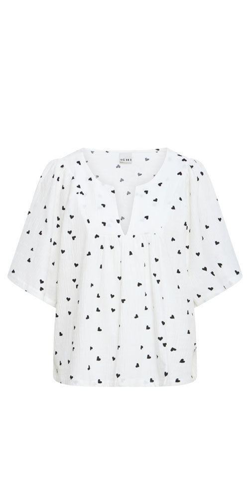 Ichi Cotton Flutter Blouse, hearts
