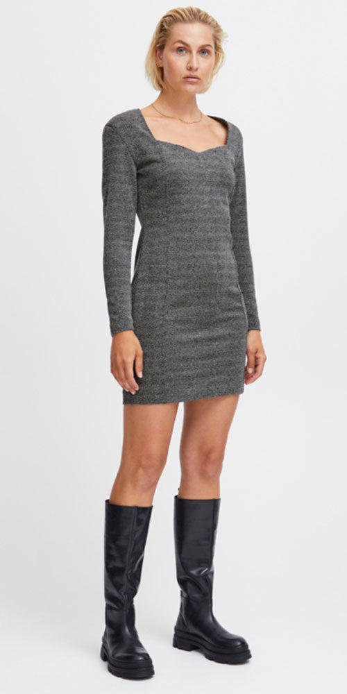 Ichi Herringbone Ponte Dress