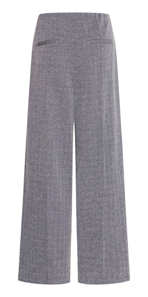 Ichi Herringbone Ponte Knit Pants, black/white