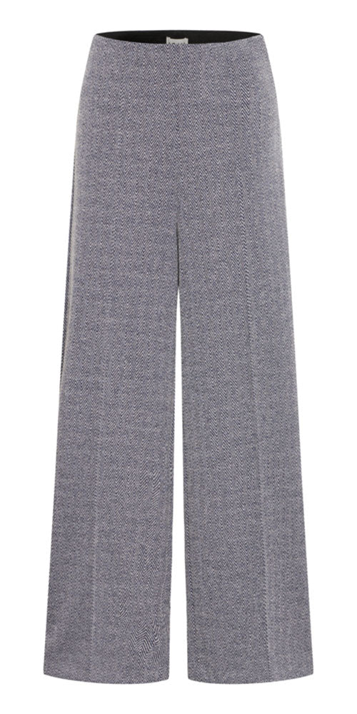 Ichi Herringbone Ponte Knit Pants, black/white