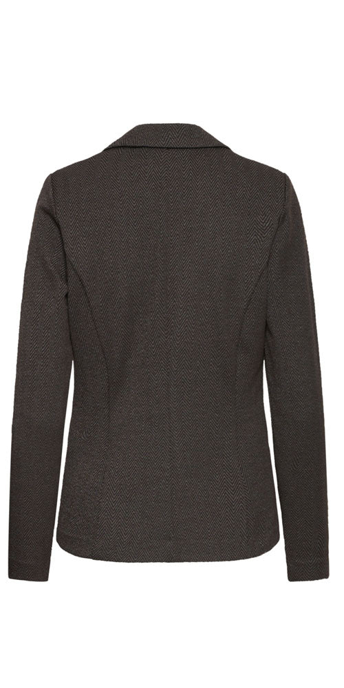 Ichi Herringbone Ponte Knit Blazer, brown/black