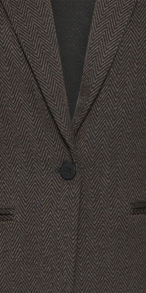 Ichi Herringbone Ponte Knit Blazer, brown/black