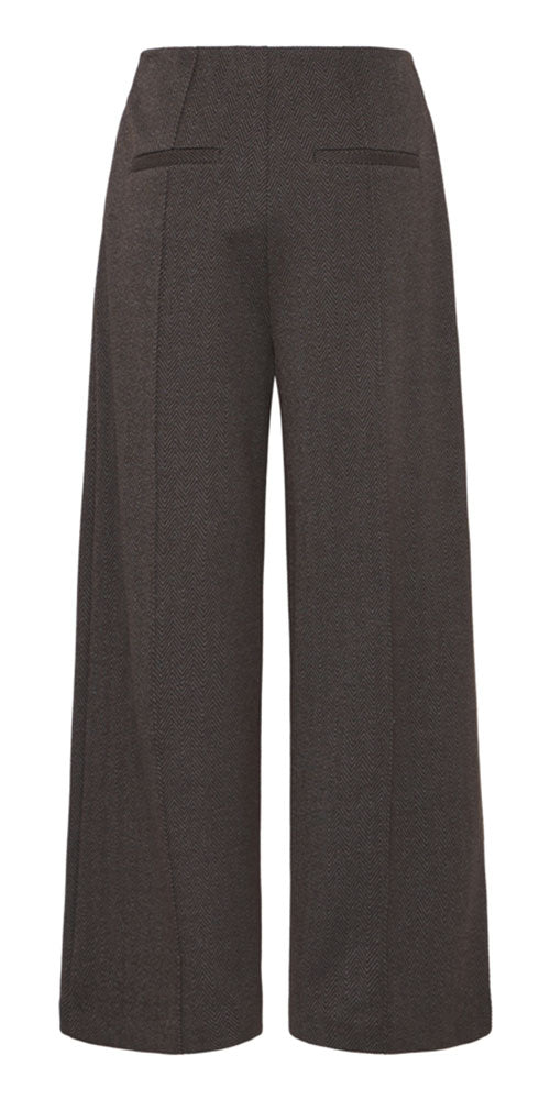 Ichi Herringbone Ponte Knit Pants, brown/black