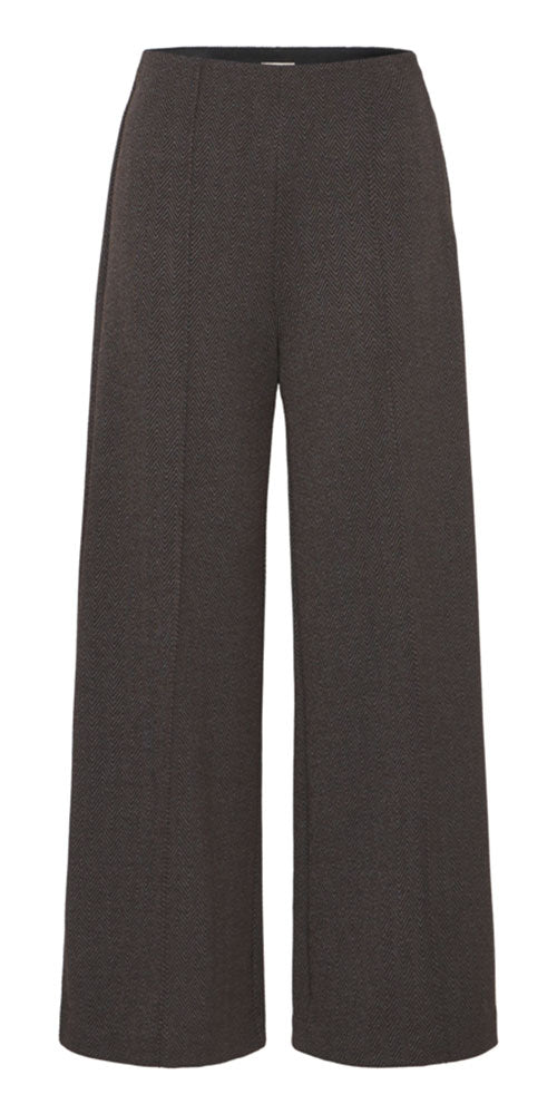 Ichi Herringbone Ponte Knit Pants, brown/black