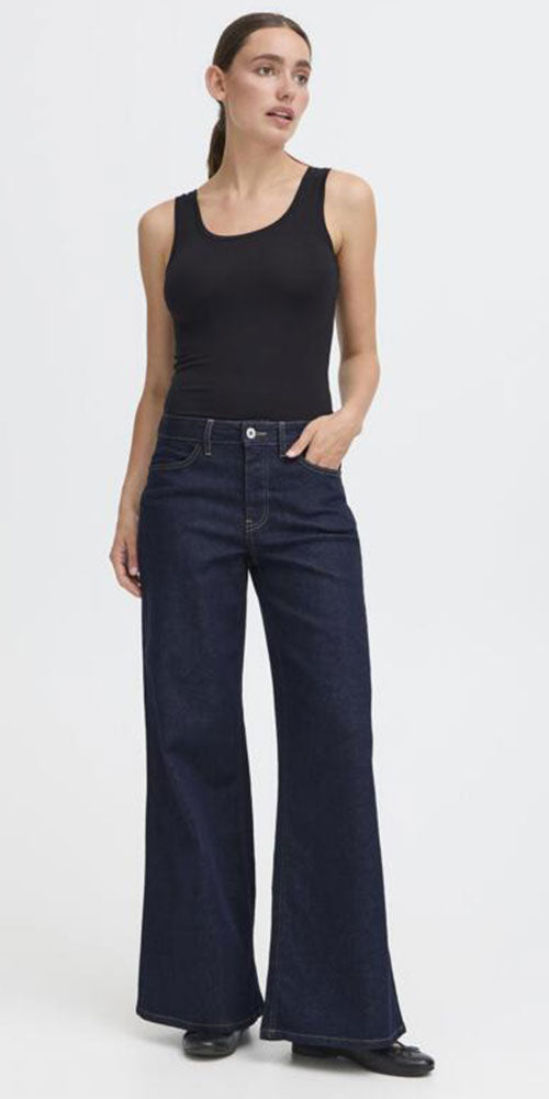 Ichi Wide Flare Indigo Jeans