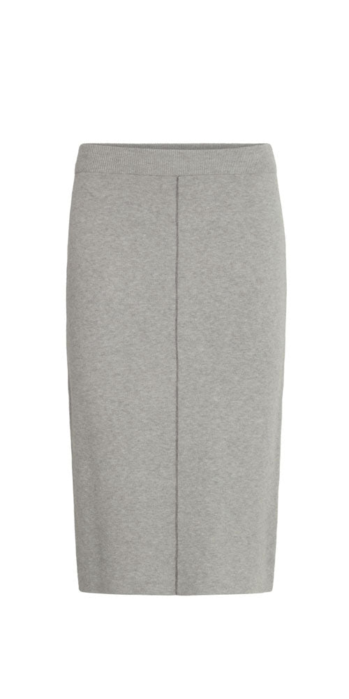Ichi Smooth Knit Midi Skirt, grey