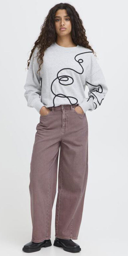 Ichi Lavender Barrel Jeans