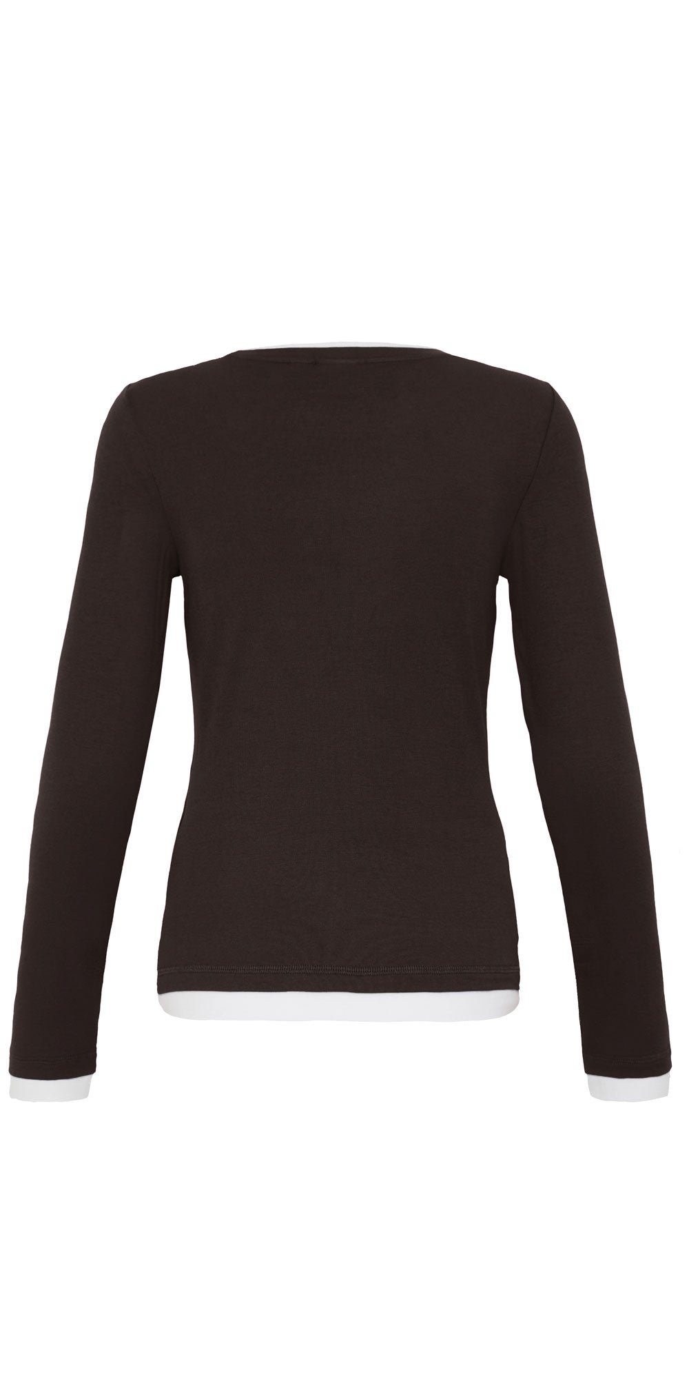 Ichi Layered Long Sleeve Tee, dark brown