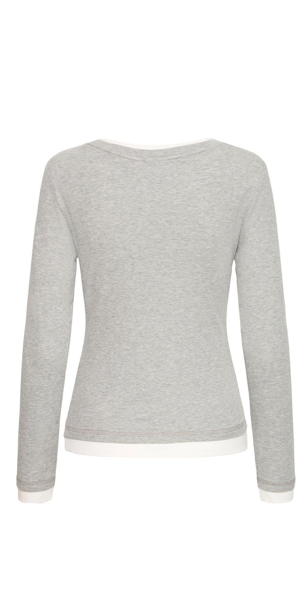 Ichi Layered Long Sleeve Tee, heathered grey
