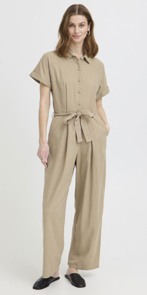Ichi Linen Blend Jumpsuit