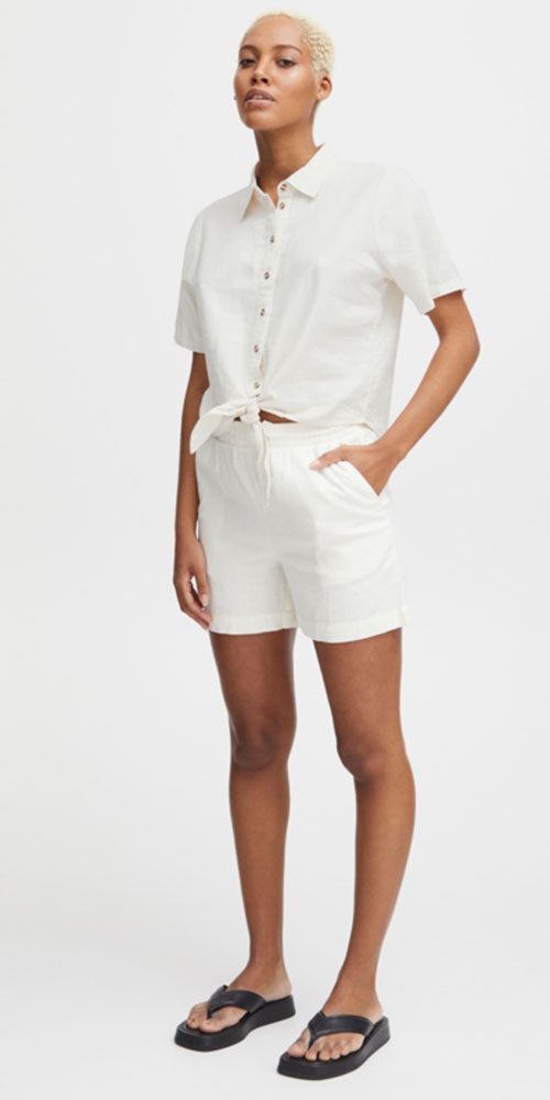 Ichi Linen Blend Shorts