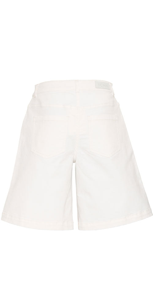 Ichi Mid-thigh Denim Shorts, white