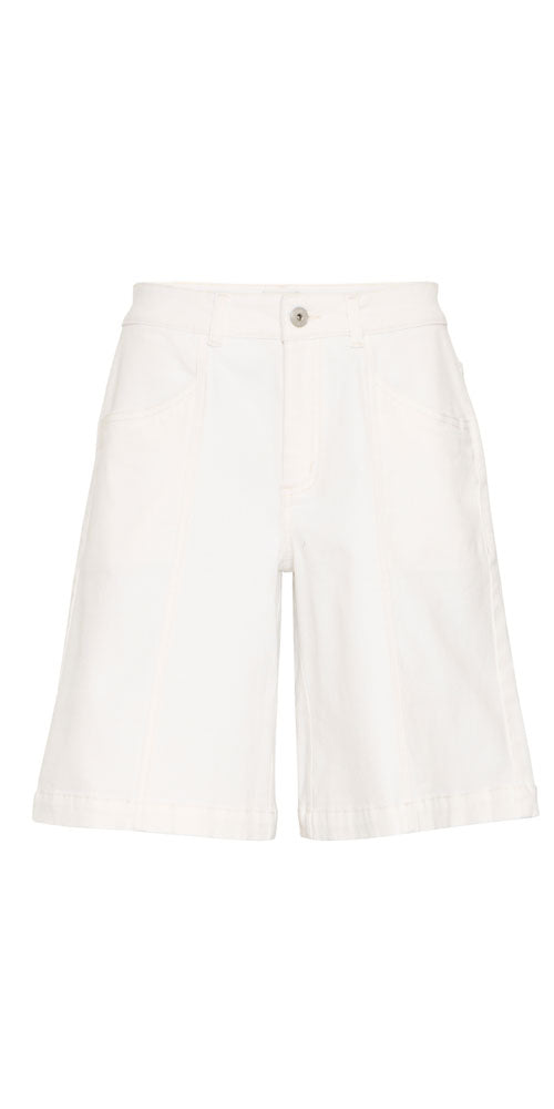 Ichi Mid-thigh Denim Shorts, white