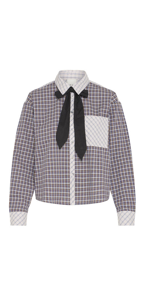 Ichi Plaid Mix-Up Blouse
