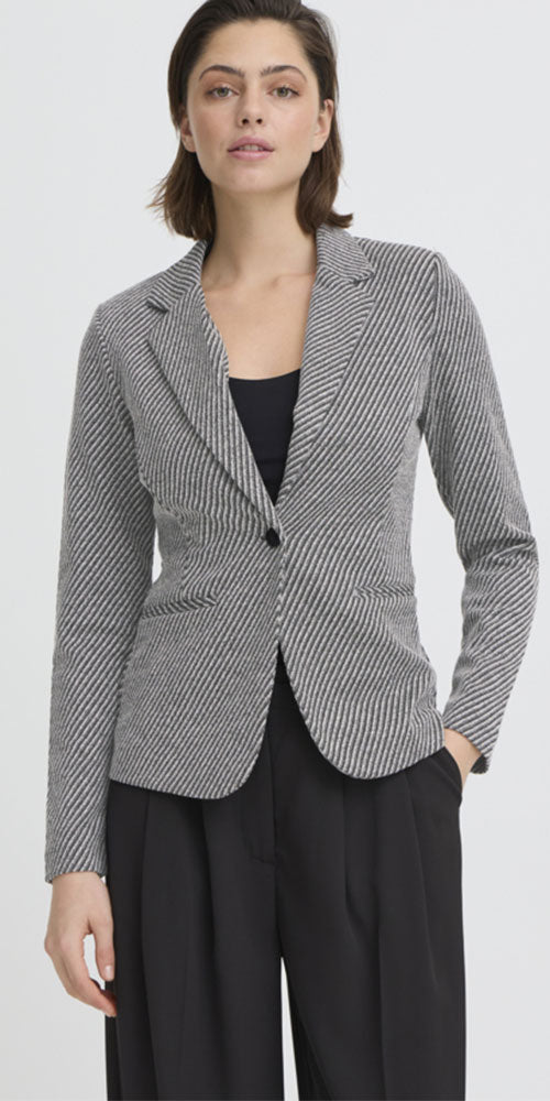 Ichi Graphic Twill Ponte Blazer