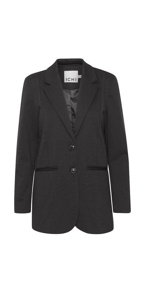 Ichi Oversized Ponte Knit Blazer, black