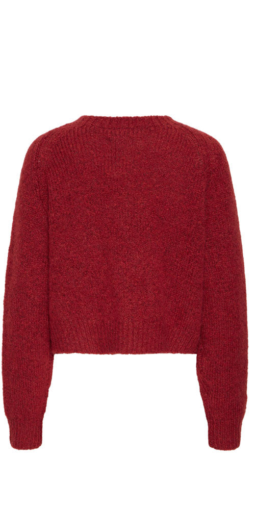 Ichi Patterned Knit Cardy, red
