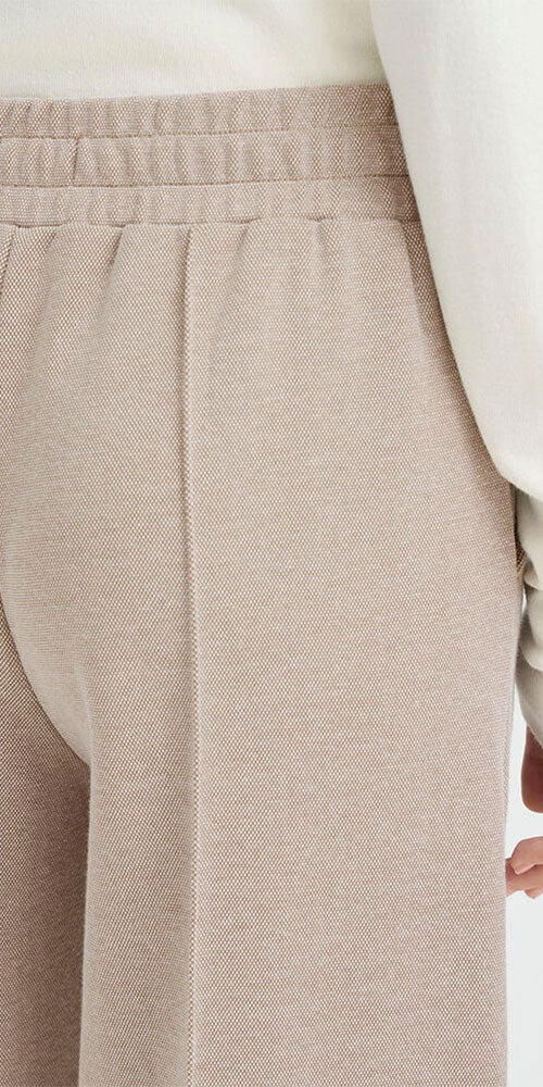 Ichi Cropped Pique Ponte Pant, tan