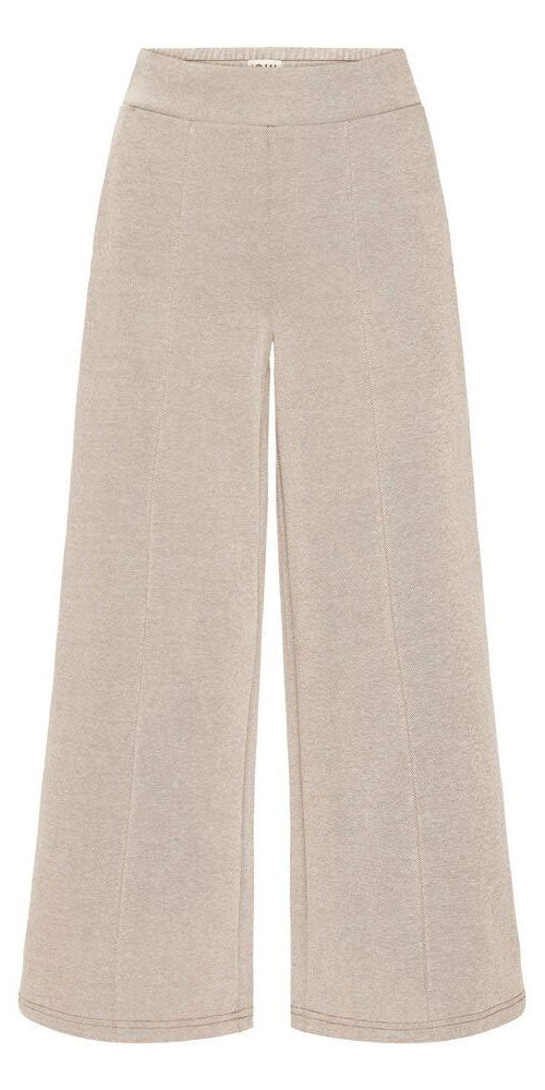 Ichi Cropped Pique Ponte Pant, tan