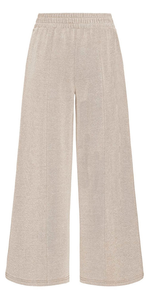Ichi Cropped Pique Ponte Pant, tan
