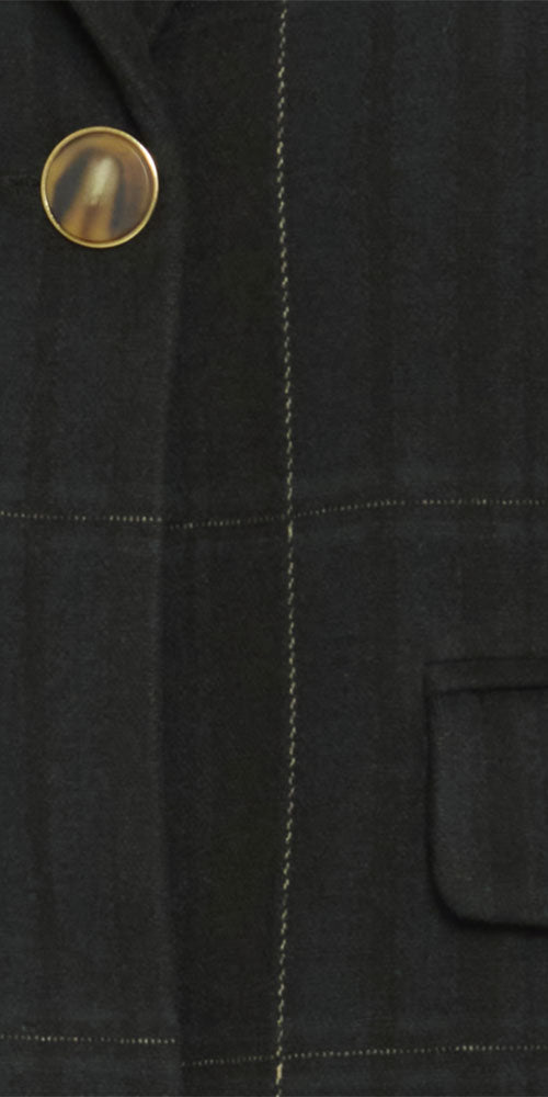 Ichi Plaid Ponte Knit Short Blazer