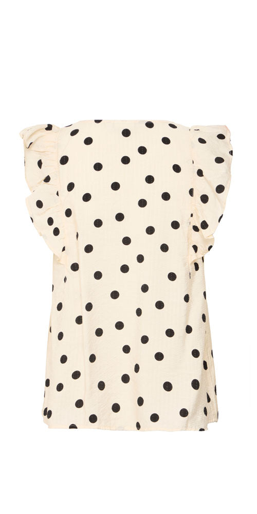Ichi Polka Dot Flutter Blouse