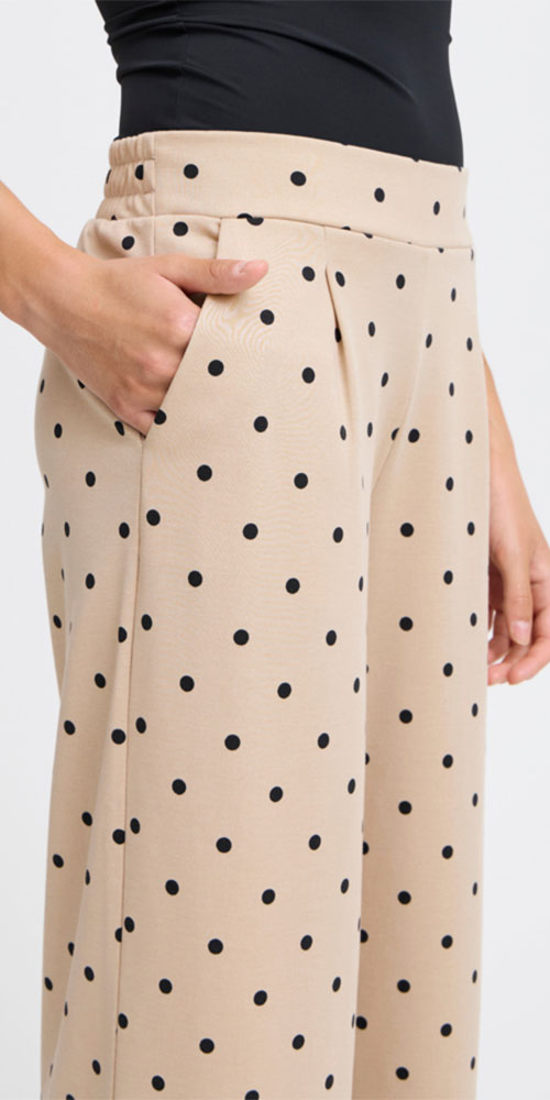 Ichi Polka Dot Ponte Knit Pants