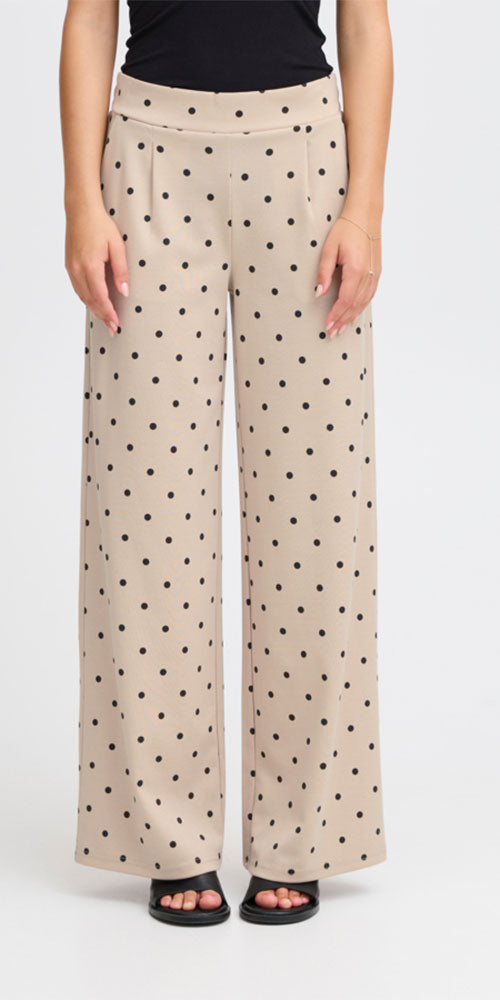 Ichi Polka Dot Ponte Knit Pants