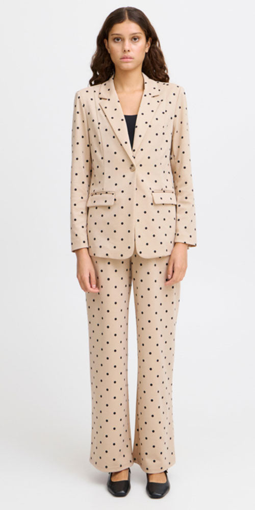 Ichi Polka Dot Ponte Knit Pants