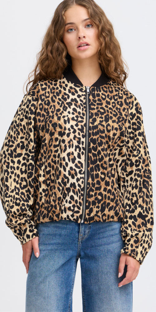 Ichi Ponte Bomber Jacket, leopard